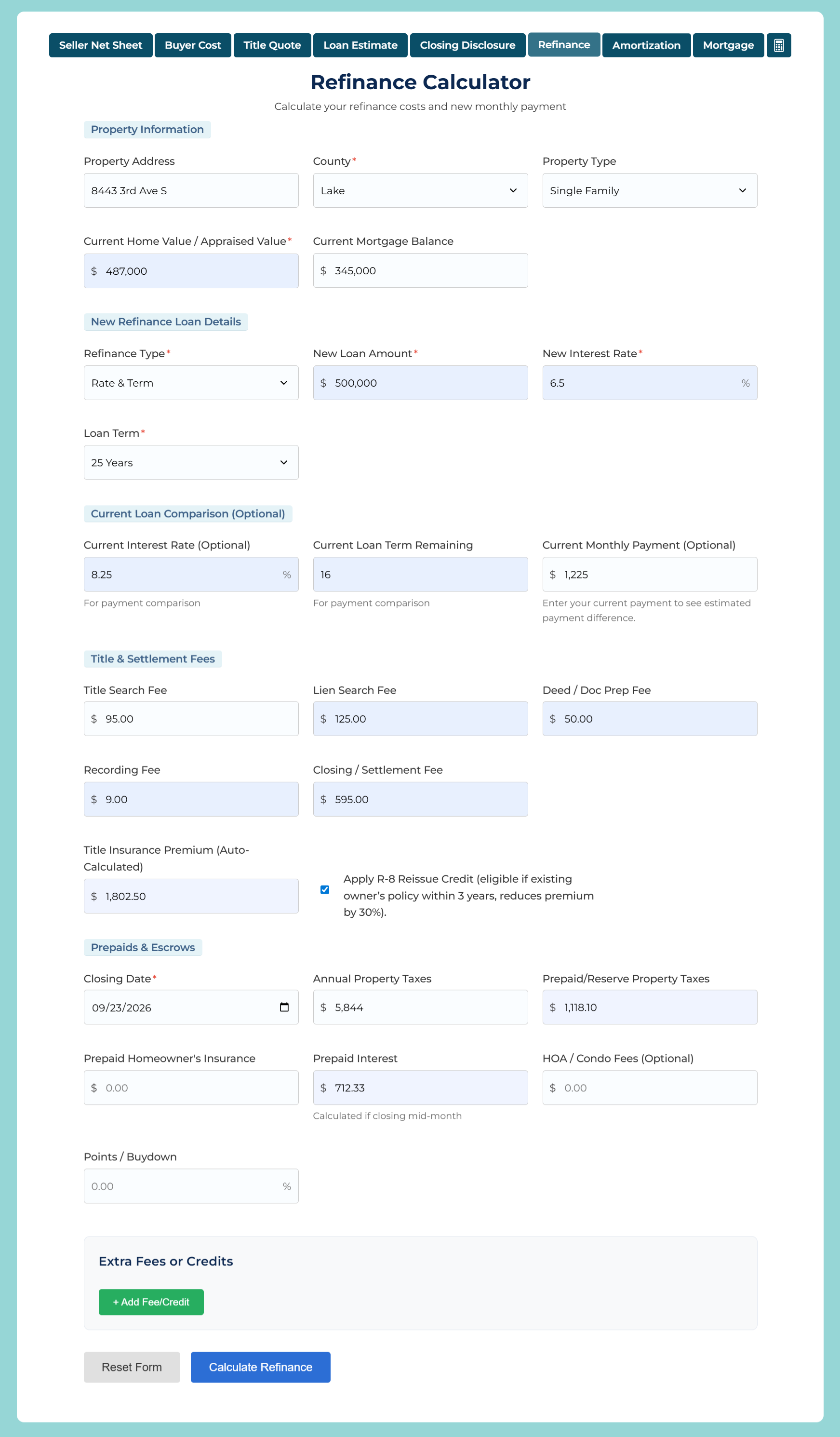 Refinance Calculator